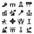 Business successful icons set Vector illustration