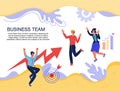 Business successful team and company staff banner with business people.