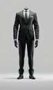 Business suit 3d designed, front view ad mockup, isolated on a white and gray background