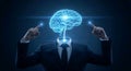 Business Suit with Virtual Artificial Intelligence Brain, Modern Technology and Machine Learning Concept Royalty Free Stock Photo