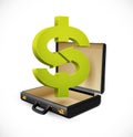 Business suitcase - finance concept - Dollar sign businessman briefcase Royalty Free Stock Photo