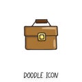 Business suitcase icon in a doodle style. Royalty Free Stock Photo