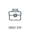 Business suitcase icon in a doodle style. Royalty Free Stock Photo