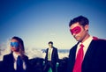 Business superheroes on the beach Royalty Free Stock Photo