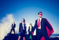 Business Superheroes on the Beach Royalty Free Stock Photo