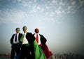 Business Superheroes at City Skyline Royalty Free Stock Photo