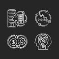 Business synergy chalk white icons set on black background Royalty Free Stock Photo