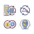 Business synergy RGB color icons set