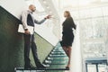 Business talk on office stair Royalty Free Stock Photo