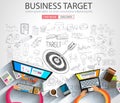 Business Targe Concept with Doodle design style