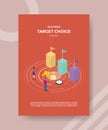 business target choice people front bar chart flag money for template flyer and print banner cover isometric 3d flat style