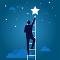 Business Target Concept. Climbing Ladder Reaching Star