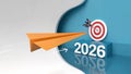 Business Target 2026 Concept with Paper Airplane and Dartboard Royalty Free Stock Photo