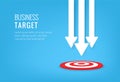 Business target design concept. Red dartboard center goal. strategy achievement and business success flat design. archery dart