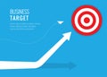 Business target design concept. Red dartboard center goal. strategy achievement and business success flat design. archery dart