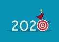 2020 business target goal with hope get big reward concept vector