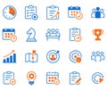 Business target icons management with agreement collaboration negotiation and scheduling to represent workflow progress teamwork Royalty Free Stock Photo