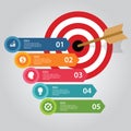 Business target infographic dart board arrow concept of goals achievement world map Royalty Free Stock Photo