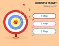 Business target. Infographic template with target and dart. 3 steps to succeed. Banner, web design. Vector illustration Royalty Free Stock Photo