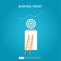 Business target with ladder, target board, and chart concept. Focus on business and Success idea. Vector illustration template for