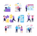 Business task management with people team vector illustration.