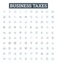 Business taxes vector line icons set. Taxes, Business, Filing, Deductions, Returns, Liabilities, Employer illustration