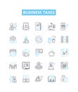 Business taxes vector line icons set. Taxes, Business, Filing, Deductions, Returns, Liabilities, Employer illustration