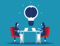 Business team with brainstorming. Concept business vector illustration. Flat character cartoon design style Royalty Free Stock Photo