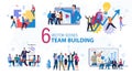 Business Team Building Flat Vector Scenes Set