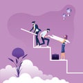 Business team builds a stairs to success- Teamwork concept Royalty Free Stock Photo