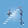 Business team builds a stairs to success- Teamwork concept Royalty Free Stock Photo