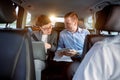 Business team in the car on business trip Royalty Free Stock Photo