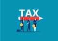 Business team carrying big tax sign. Concept business vector Royalty Free Stock Photo