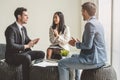 Business team casual meeting and discussing in workplace Royalty Free Stock Photo