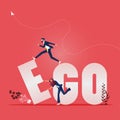 Business team change EGO to GO text-Business concept Vector