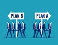 Business team choosing with plan A or plan B direction. Business strategy and planning