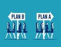 Business team choosing with plan A or plan B direction. Business strategy and planning