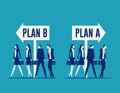 Business team choosing with plan A or plan B direction. Business strategy and planning