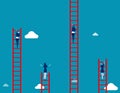 Business team climbs to the ladder. Concept business vector illustration Royalty Free Stock Photo