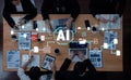 Business team collaboration in office showcasing artificial intelligence innovation with charts, data analysis, and Royalty Free Stock Photo
