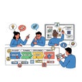 Business Team Collaboration on Project Management Workflow Agile Development Lifecycle from Discovery to Iteration Vector Illustra Royalty Free Stock Photo