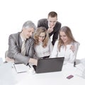 Business team discussing business issues sitting behind a Desk Royalty Free Stock Photo