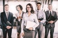 Business team with document and organizer Royalty Free Stock Photo