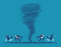 Business team escape on the tornado. Concept business vector illustration