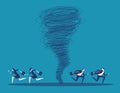 Business team escape on the tornado. Concept business vector illustration