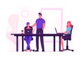 Business Team Group of Creative Women Sitting at Office Desk with Laptops. Man Boss Working in Studio. Office Employees Royalty Free Stock Photo