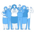 Business team group office workers work crew standing together characters design vector illustration