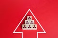 Business team group of people made of blocks in direction arrow. Strength in unity. Teamwork. Movement in a single group Royalty Free Stock Photo