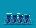 Business team group riding on tandem bike together. Concept business vector illustration, Sport race, Teamwork, Flat cartoon