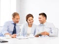 Business team having fun with tablet pc in office Royalty Free Stock Photo